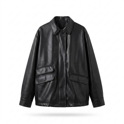 Allsaints Leather - Laver | Oversized Smooth-Finish Leather Jacket Unisex