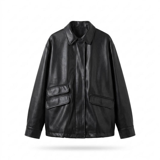 Allsaints Leather - Laver | Oversized Smooth-Finish Leather Jacket Unisex