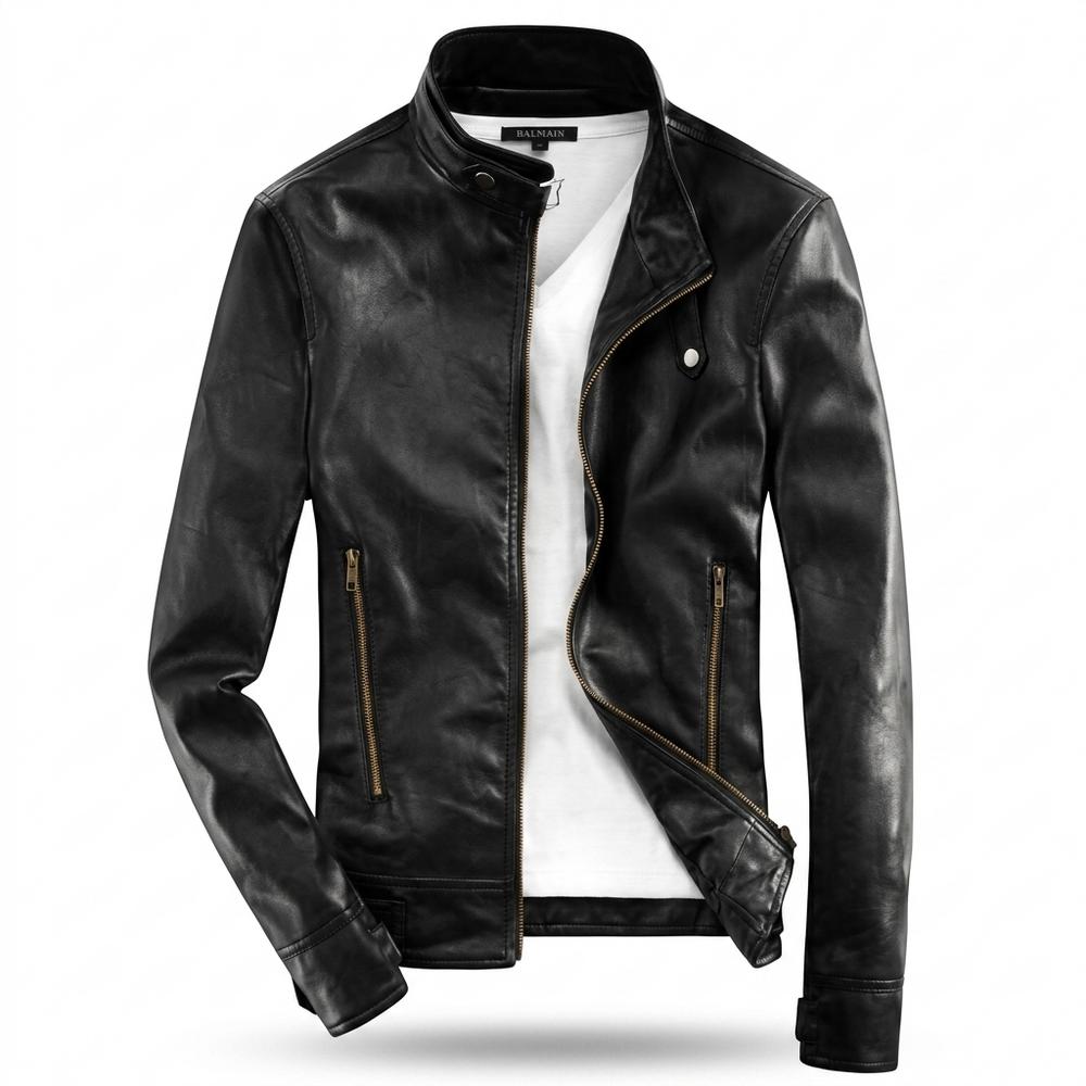 Allsaints Leather - Lerev | Stand-Collar Zip-Up Leather Jacket Men