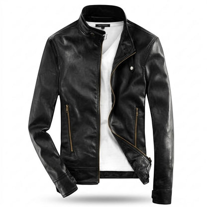 Allsaints Leather - Lerev | Stand-Collar Zip-Up Leather Jacket Men