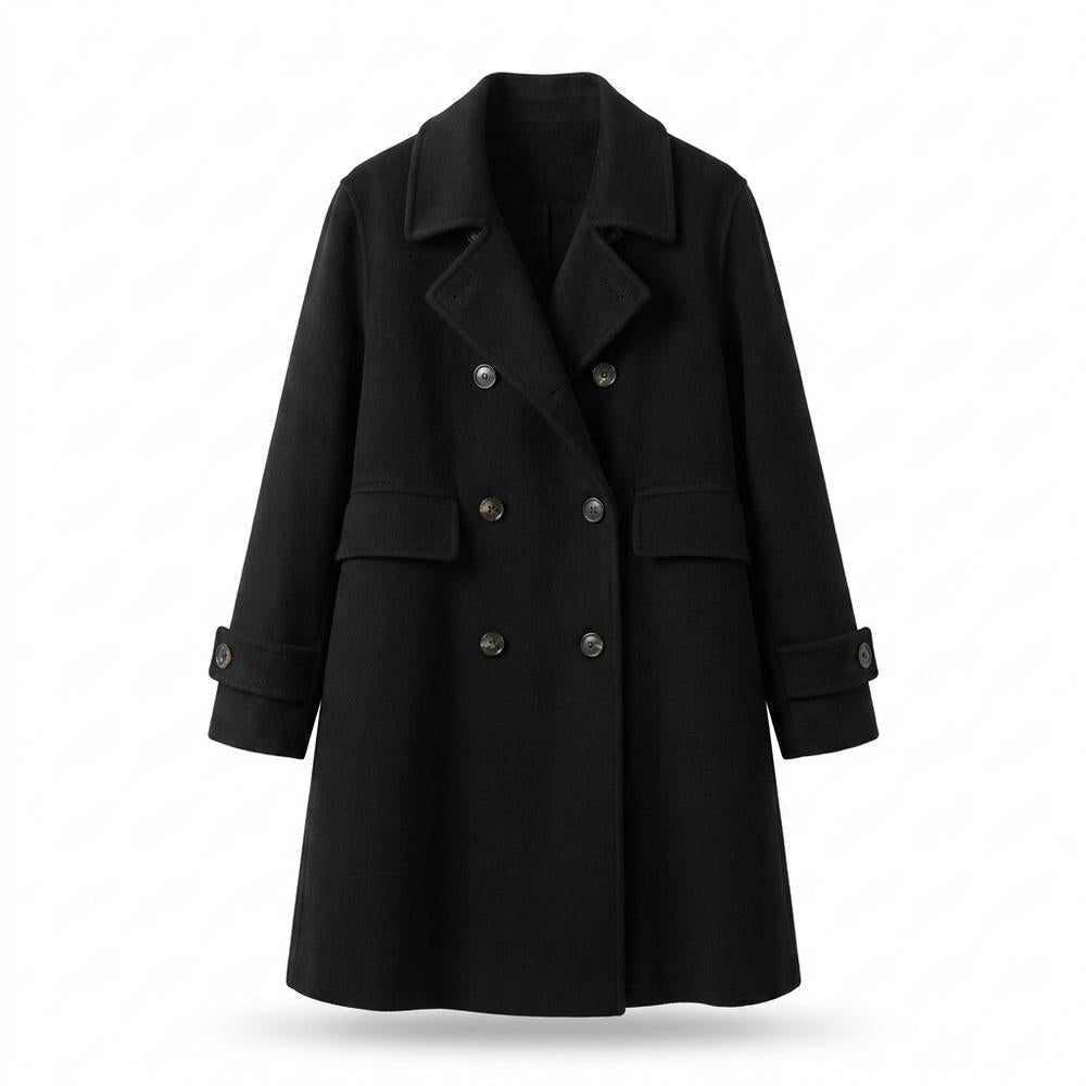 Allsaints Leather - Sesil | Double-Breasted Notched Lapel Coat Women