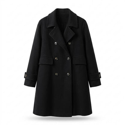 Allsaints Leather - Sesil | Double-Breasted Notched Lapel Coat Women
