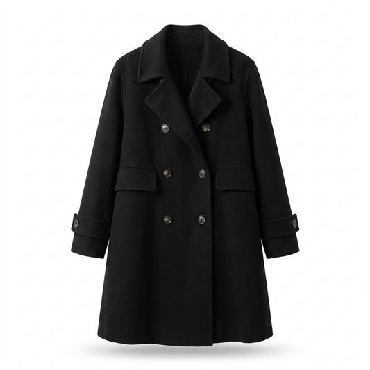 Allsaints Leather - Sesil | Double-Breasted Notched Lapel Coat Women