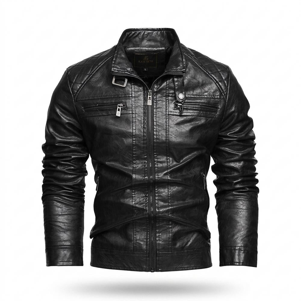 Allsaints Leather - Vetir | Quilted Zippered Leather Jacket Men