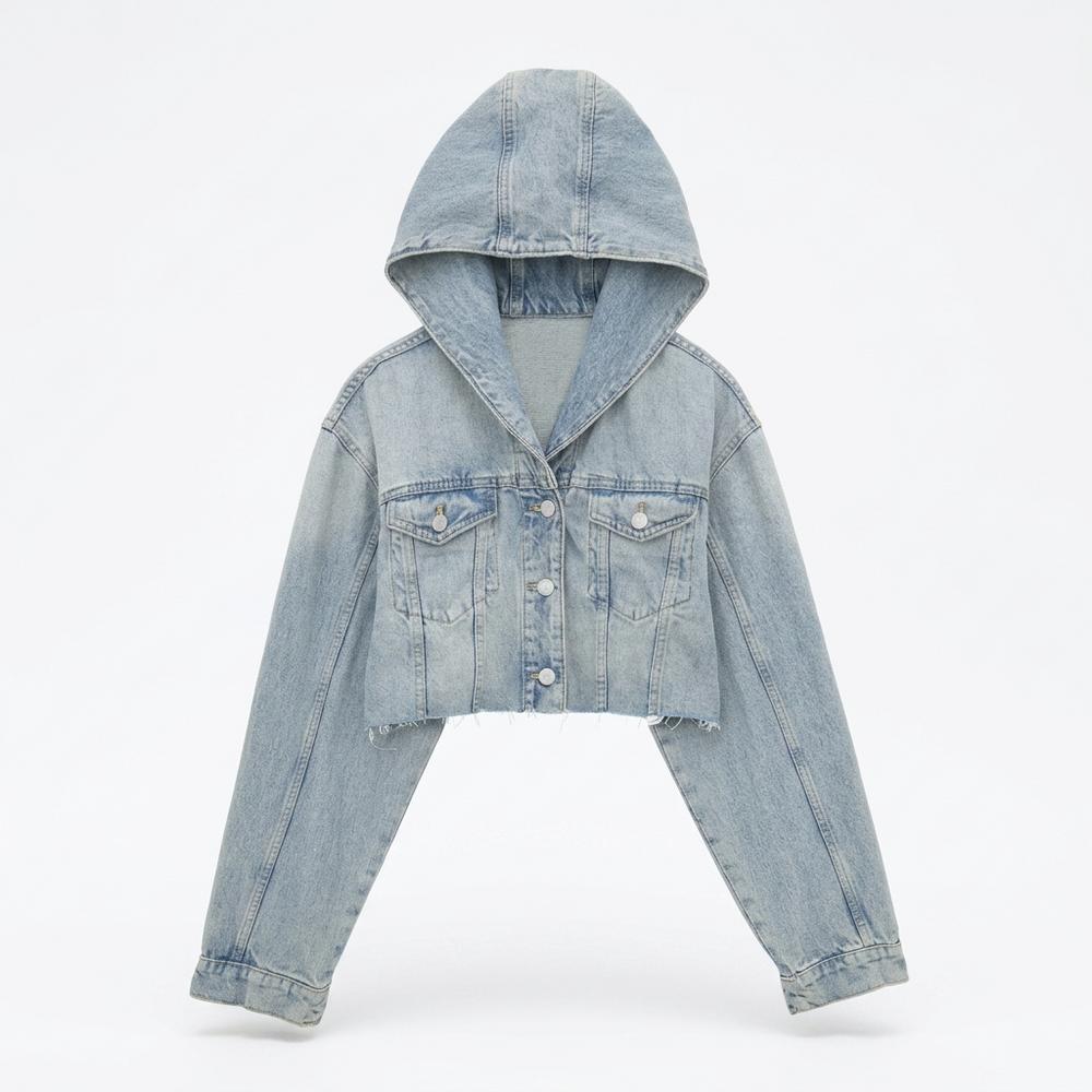 Allsaints Leather - Romel | Cropped Hooded Denim Jacket Women