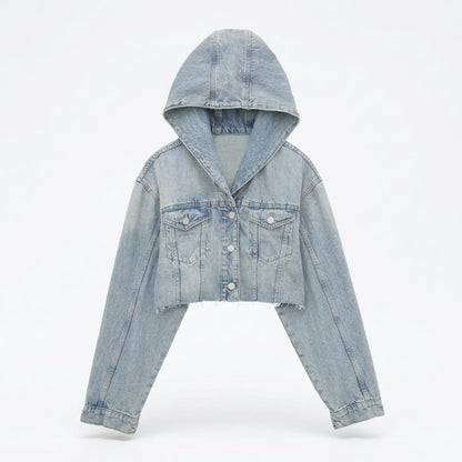 Allsaints Leather - Romel | Cropped Hooded Denim Jacket Women