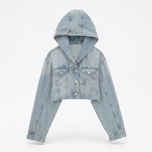 Allsaints Leather - Romel | Cropped Hooded Denim Jacket Women