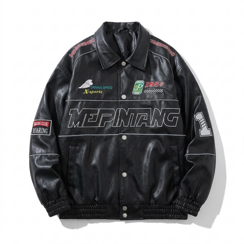 Allsaints Leather - Levin | Embroidered Buttoned Leather Jacket Unisex