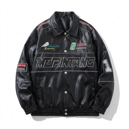 Allsaints Leather - Levin | Embroidered Buttoned Leather Jacket Unisex