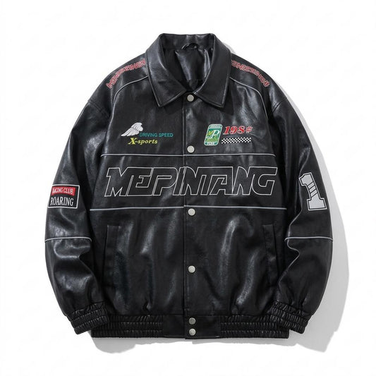 Allsaints Leather - Levin | Embroidered Buttoned Leather Jacket Unisex