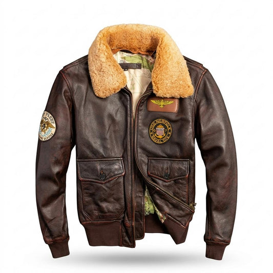 Allsaints Leather - Mizan | Shearling-Collar Patched Leather Jacket Men