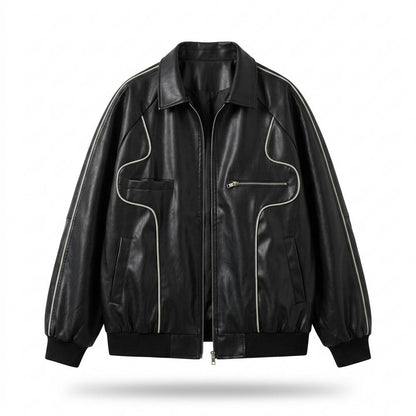 Allsaints Leather - Nolan | Piped Oversized Leather Jacket Men