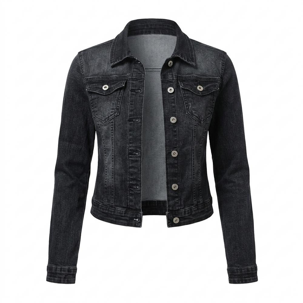 Allsaints Leather - Damer | Washed Black Button-Front Denim Jacket Women