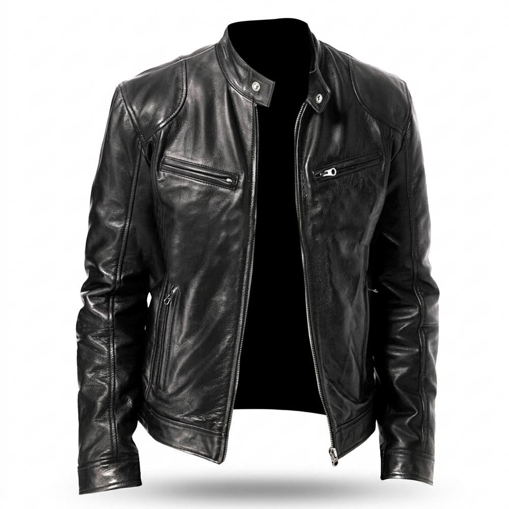Allsaints Leather - Vimar | Zip-Up Fitted Leather Jacket Men