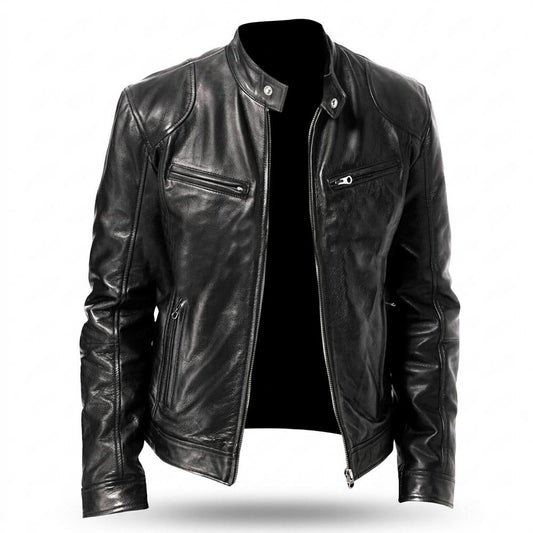 Allsaints Leather - Vimar | Zip-Up Fitted Leather Jacket Men