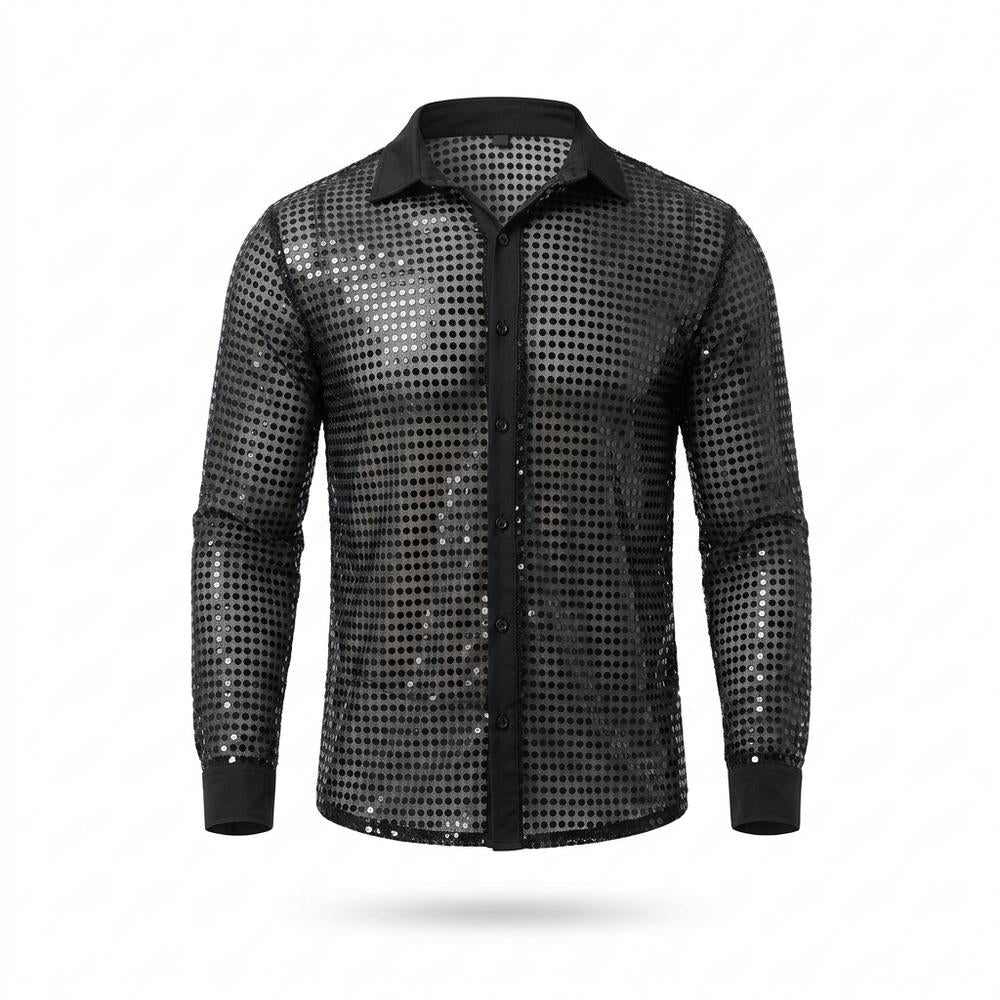 Allsaints Leather - Kamor | Sequin-Embellished Sheer Shirt Men