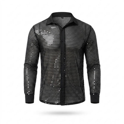 Allsaints Leather - Kamor | Sequin-Embellished Sheer Shirt Men