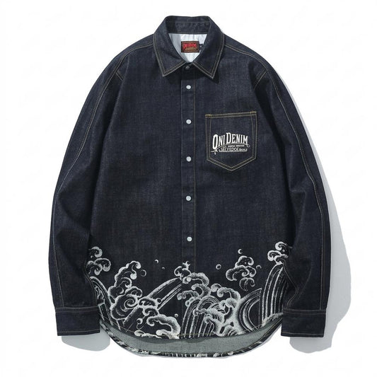 Allsaints Leather - Keven | Embroidered Denim Shirt Men