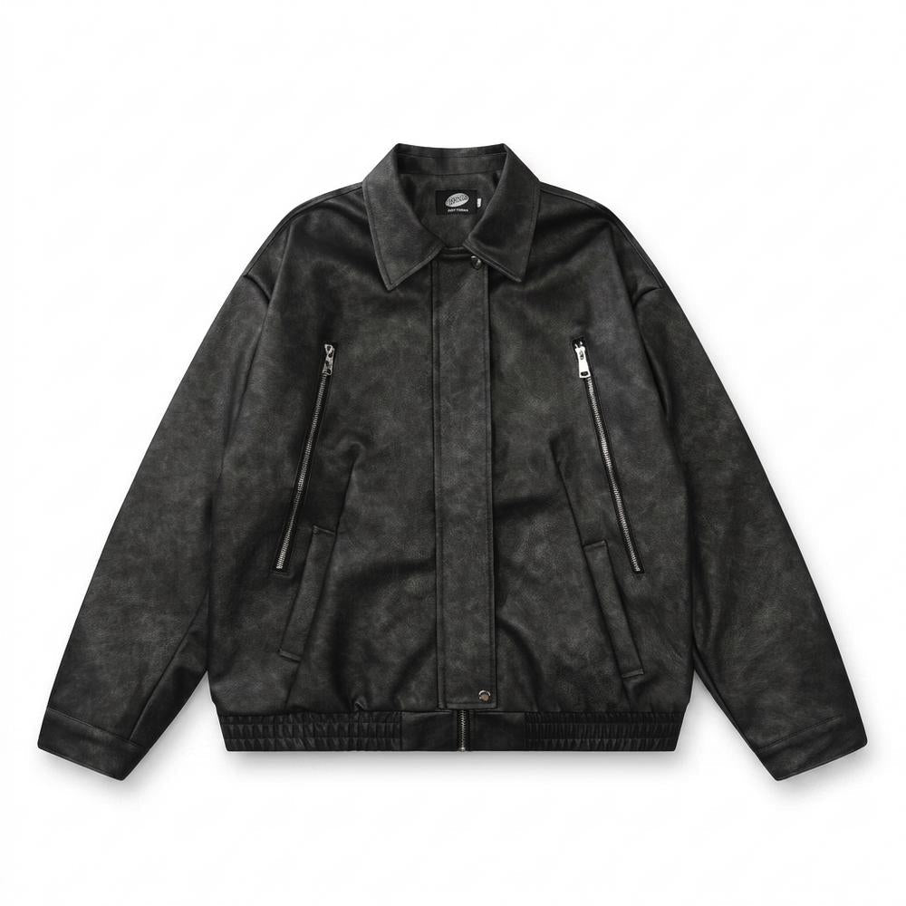 Allsaints Leather - Lovan | Washed Relaxed Fit Leather Jacket Unisex
