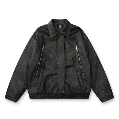 Allsaints Leather - Lovan | Washed Relaxed Fit Leather Jacket Unisex