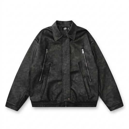 Allsaints Leather - Lovan | Washed Relaxed Fit Leather Jacket Unisex