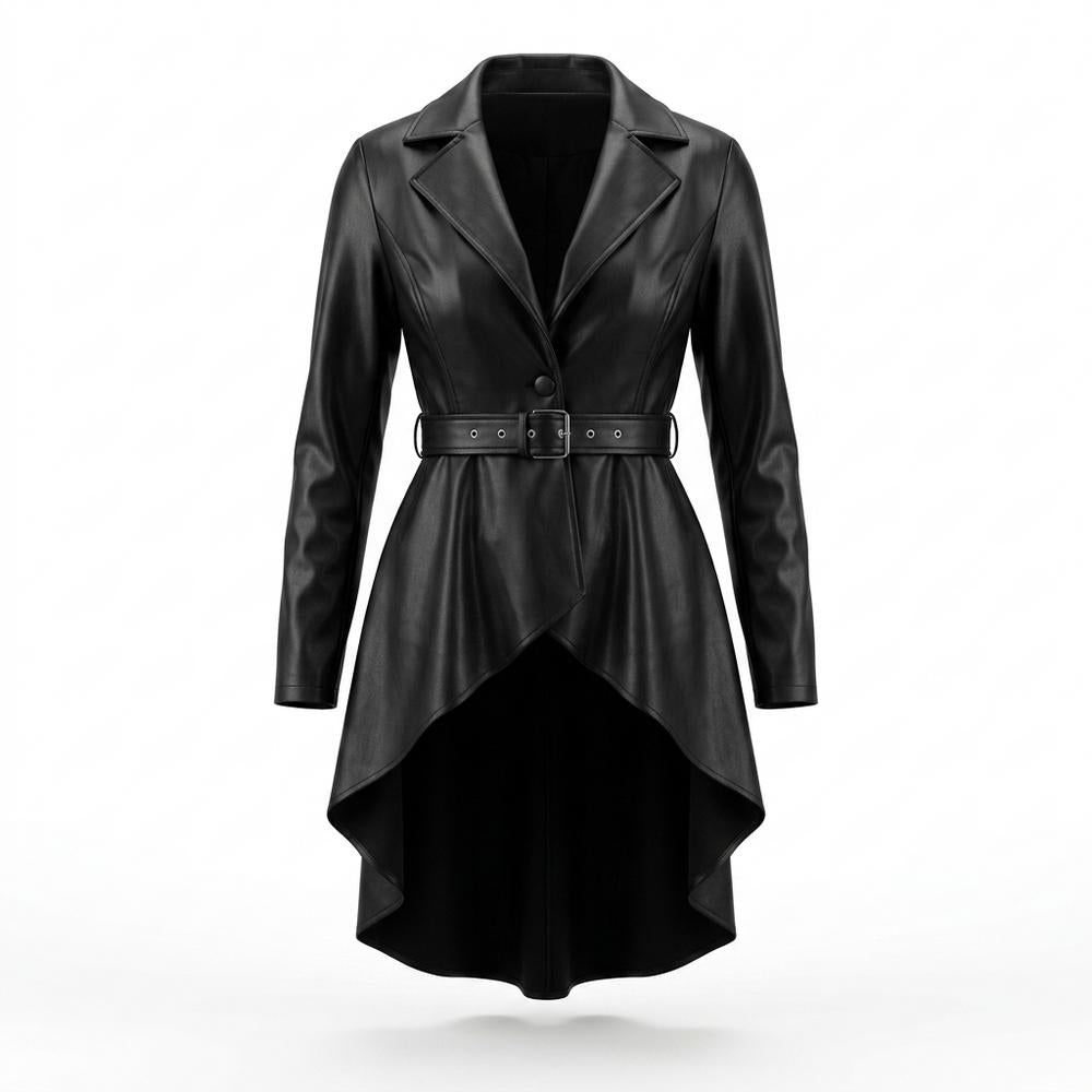 Allsaints Leather - Varal | Asymmetrical Belted Coat Women