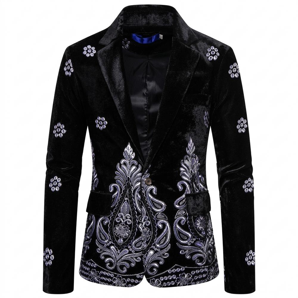 Allsaints Leather - Nolom | Embroidered Velvet Blazer Men