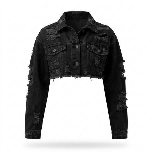 Allsaints Leather - Zasol | Cropped Distressed Denim Jacket Women