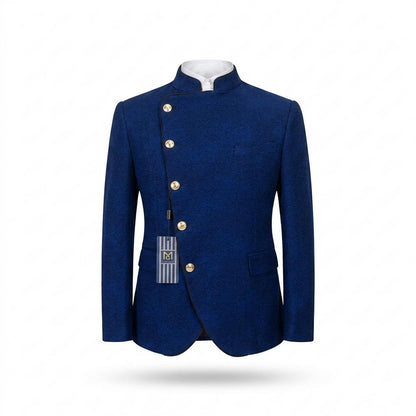 Allsaints Leather - Casin | Asymmetrical Mandarin Collar Blazer Men