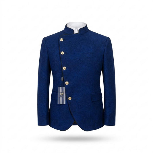 Allsaints Leather - Casin | Asymmetrical Mandarin Collar Blazer Men