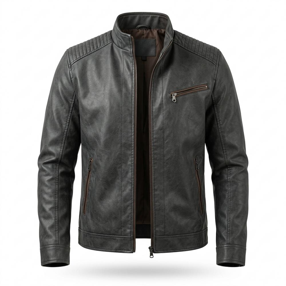 Allsaints Leather - Allev | Quilted Zippered Leather Jacket Men