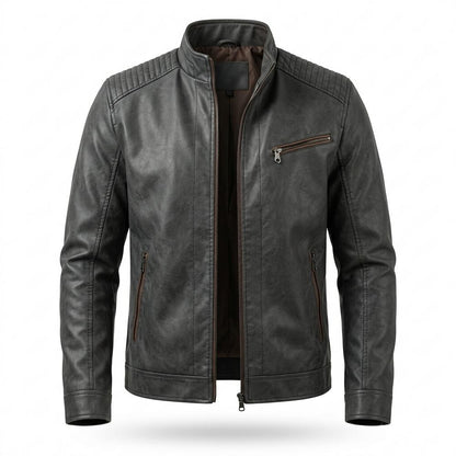 Allsaints Leather - Allev | Quilted Zippered Leather Jacket Men