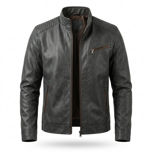 Allsaints Leather - Allev | Quilted Zippered Leather Jacket Men