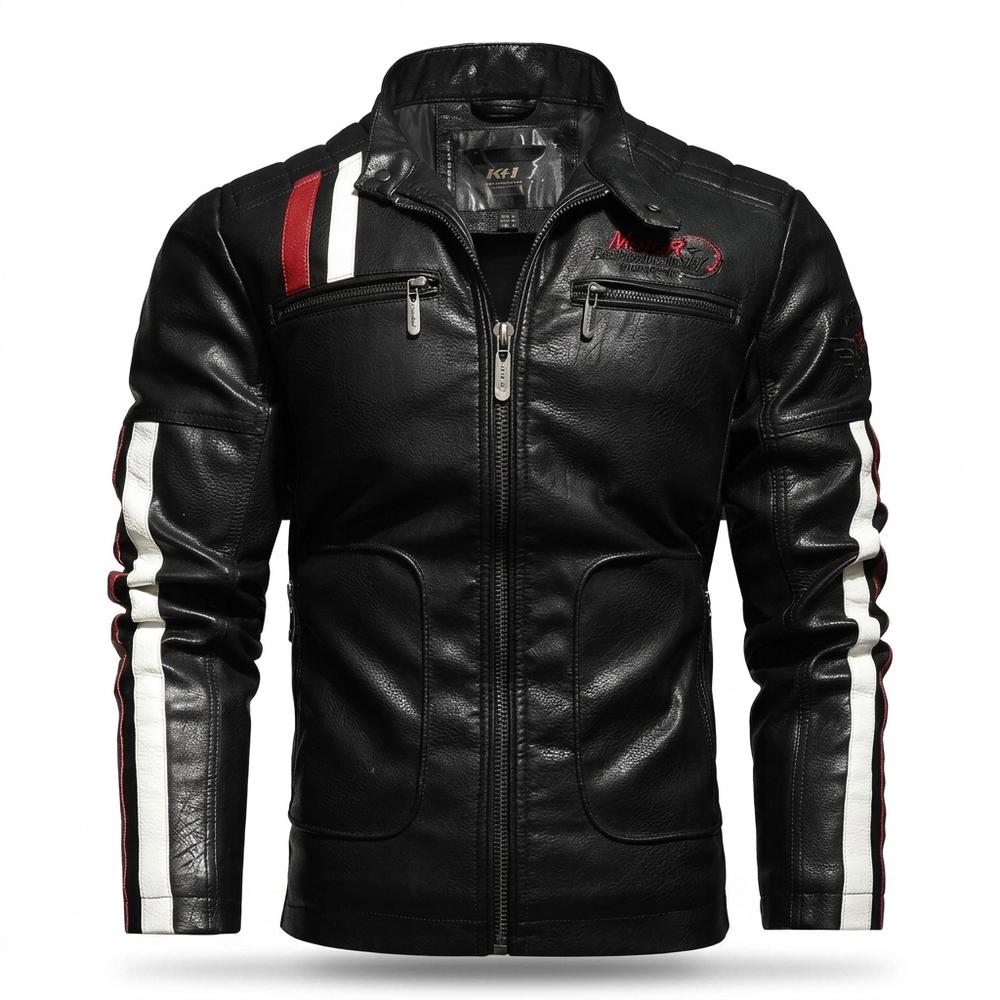 Allsaints Leather - Vasen | Striped Zippered Leather Jacket Men