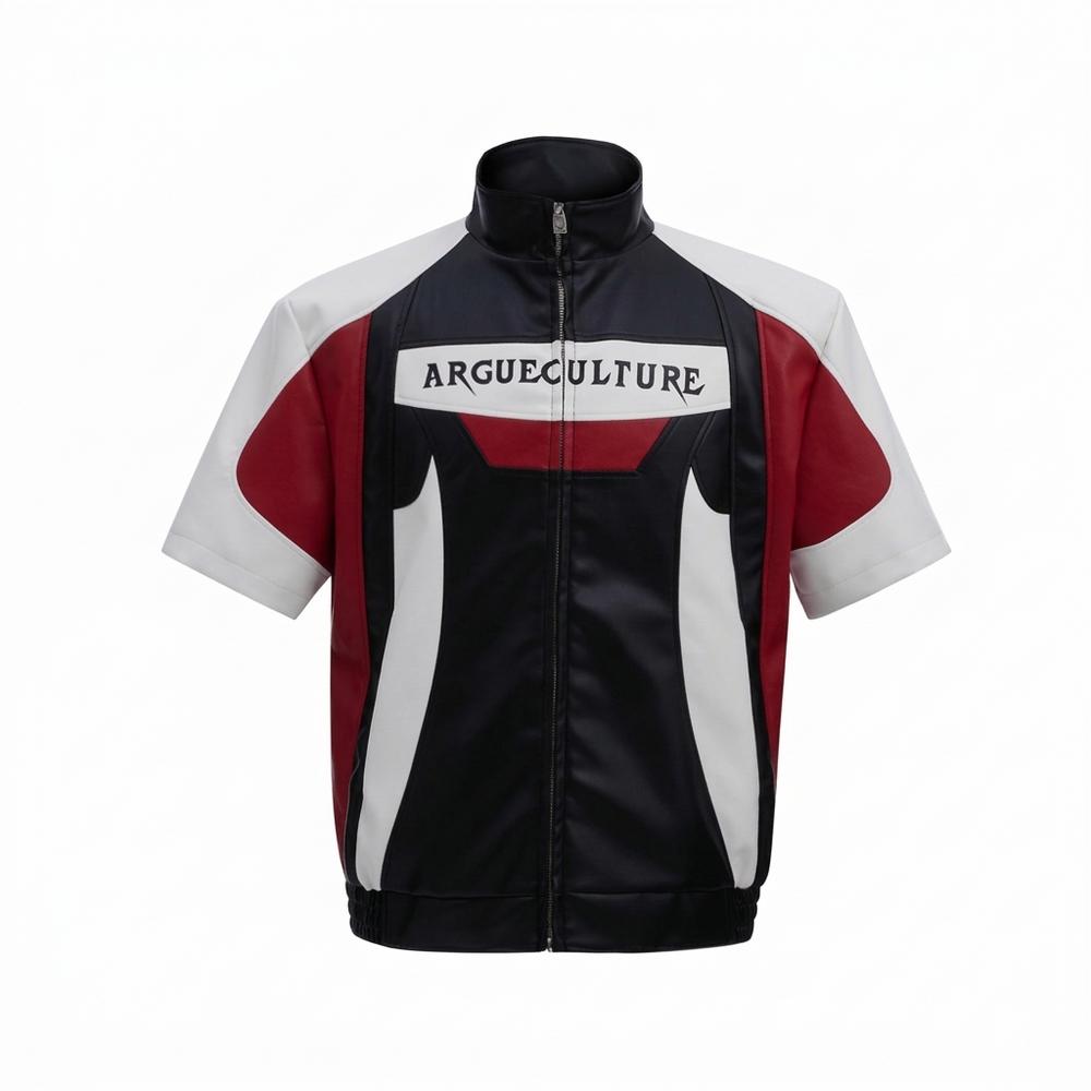Allsaints Leather - Dukum | Short-Sleeved Color-Block Jacket Unisex