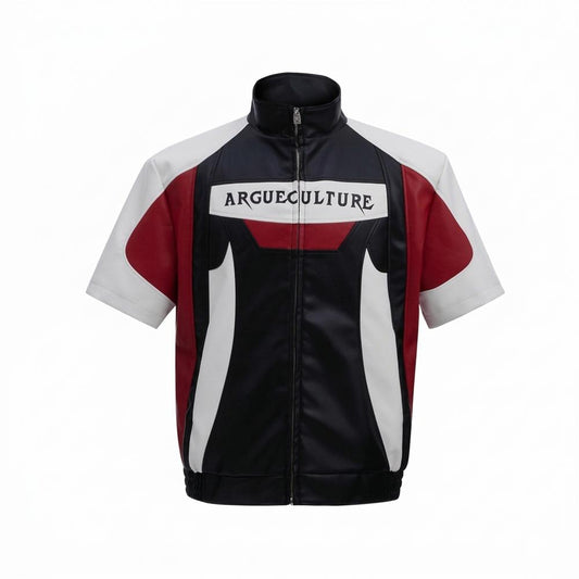 Allsaints Leather - Dukum | Short-Sleeved Color-Block Jacket Unisex
