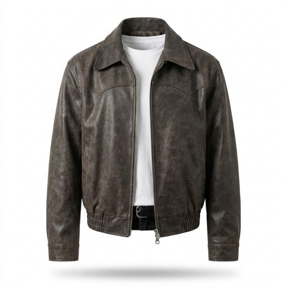 Allsaints Leather - Ramir | Collared Zip-Up Leather Jacket Men