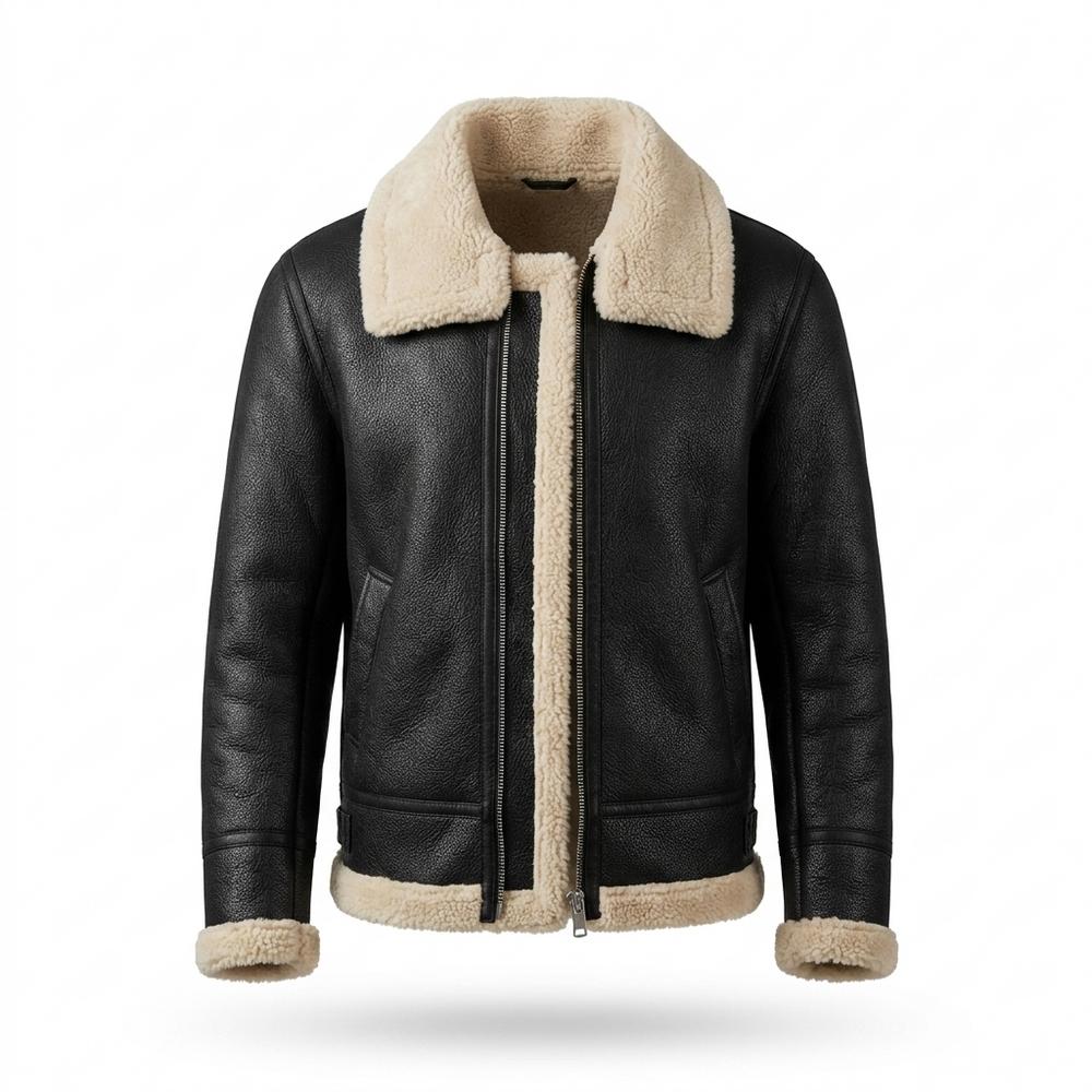 Allsaints Leather - Rupet | Shearling-Lined Grained Leather Jacket Men
