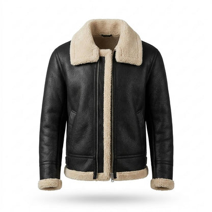 Allsaints Leather - Rupet | Shearling-Lined Grained Leather Jacket Men
