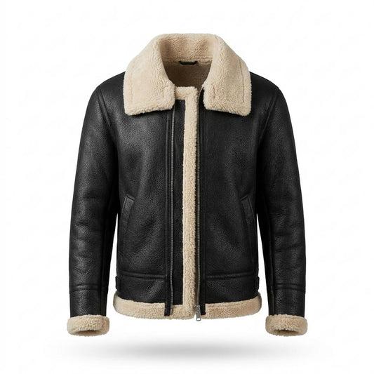 Allsaints Leather - Rupet | Shearling-Lined Grained Leather Jacket Men