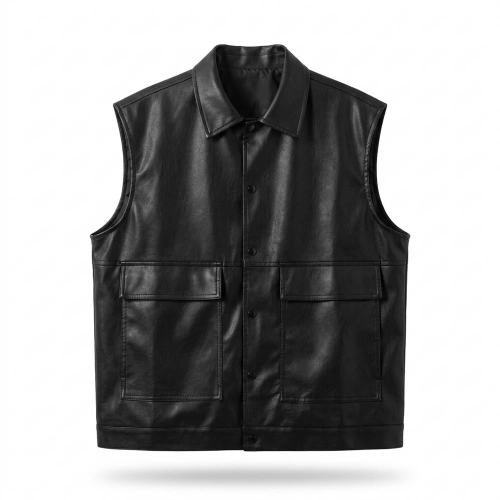 Allsaints Leather - Velor | Collared Sleeveless Vest Men