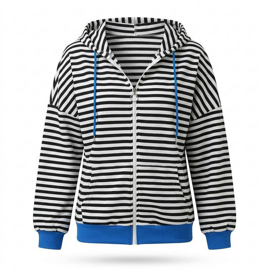 Allsaints Leather - Rosil | Striped Zip-Up Hoodie Women