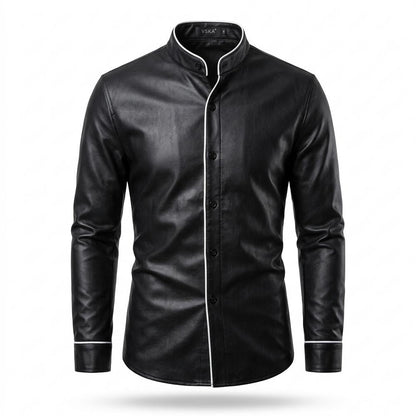 Allsaints Leather - Vemor | Piped Stand-Collar Shirt Men