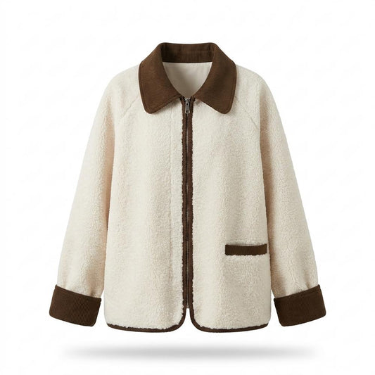 Allsaints Leather - Valom | Fleece Contrast-Trim Jacket Women