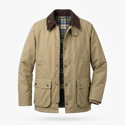 Allsaints Leather - Yomor | Corduroy-Collar Plaid-Lined Jacket Men