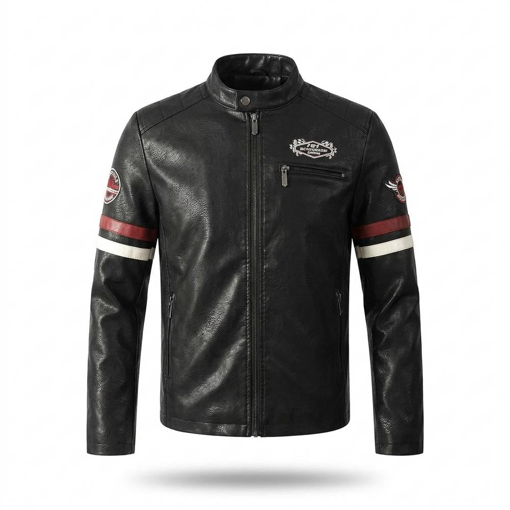 Allsaints Leather - Velar | Striped Embroidered Leather Jacket Men