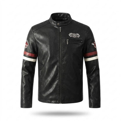 Allsaints Leather - Velar | Striped Embroidered Leather Jacket Men