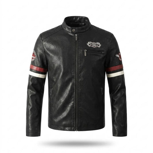 Allsaints Leather - Velar | Striped Embroidered Leather Jacket Men