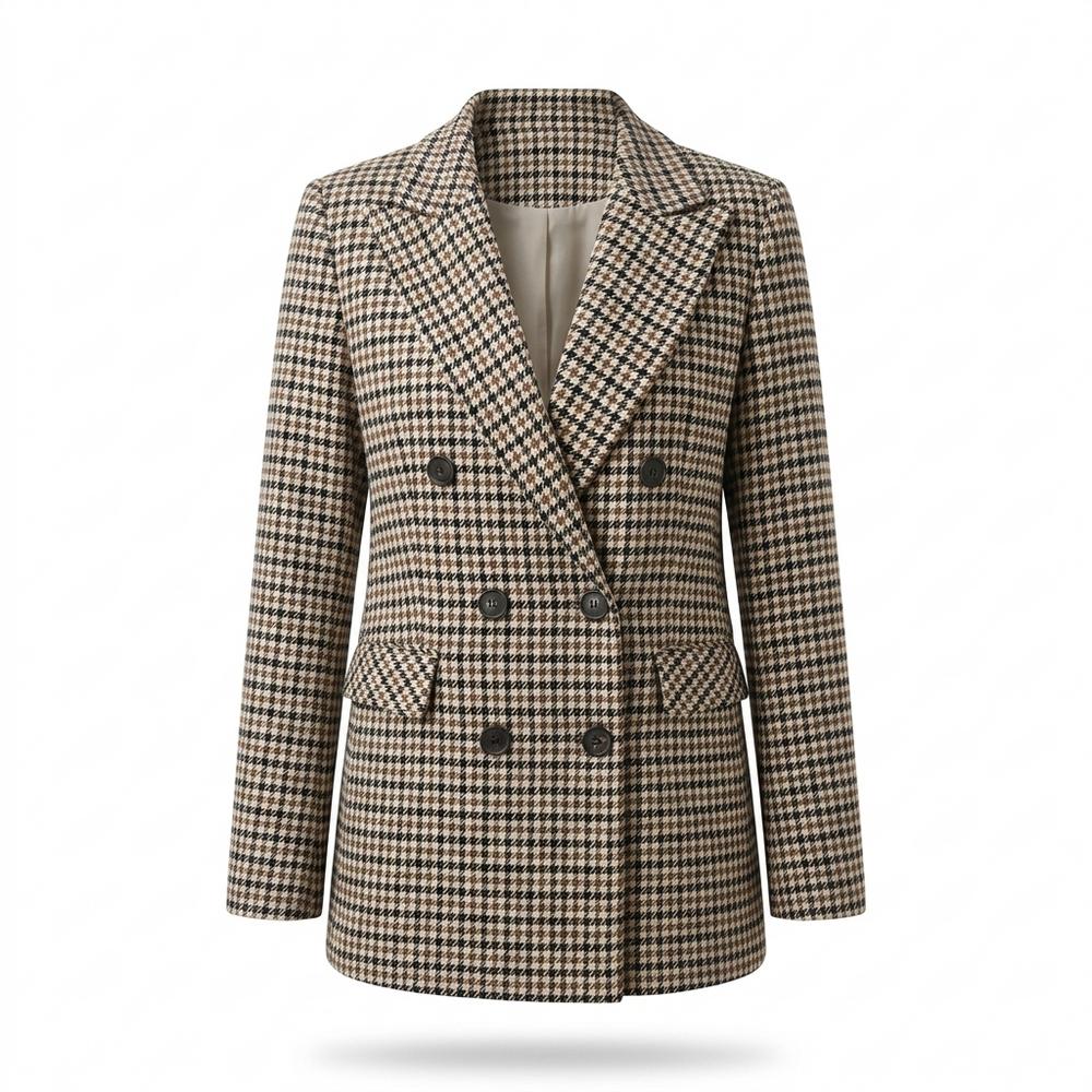 Allsaints Leather - Losan | Houndstooth Double-Breasted Blazer Women