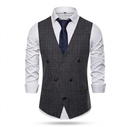 Allsaints Leather - Leral | Double-Breasted Plaid Vest Men